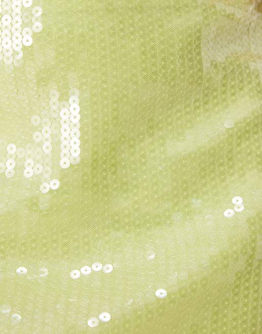 Abercrombie & Fitch sequin skort in lime, 3 of 5