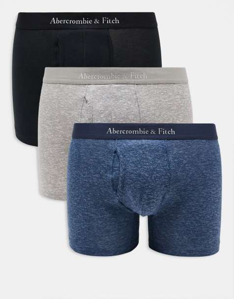 Abercrombie & Fitch - Set van 3 boxershorts in gemêleerd grijs/blauw/zwart met logotailleband in dezelfde tint - view 1