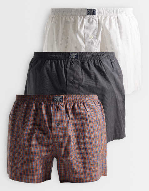 Abercrombie & Fitch set van 3 geweven boxershorts met zwart/bruin/witte ruit - view 1