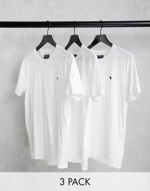 Abercrombie & Fitch - Set van 3 t-shirts in wit met logo