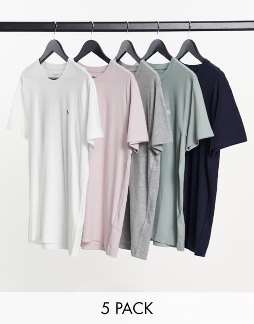 Abercrombie & Fitch - Set van 5 T-shirts met iconisch logo in multi