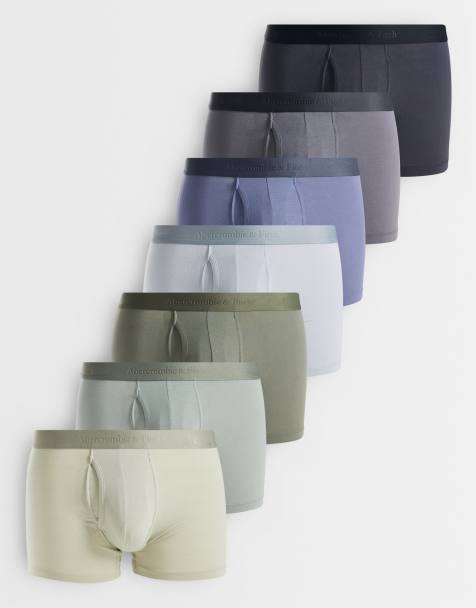 Abercrombie & Fitch - Set van 7 katoenen boxershorts met logo op de tailleband in neutrale tinten en zwart - view 1