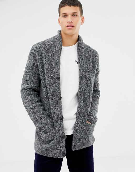 Abercrombie Fitch shawl collar knit cardigan in grey marl