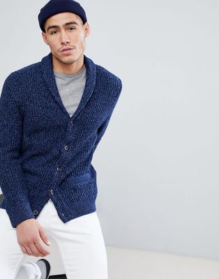 Abercrombie & Fitch Shawl Collar Knit Cardigan in Navy Marl | ASOS