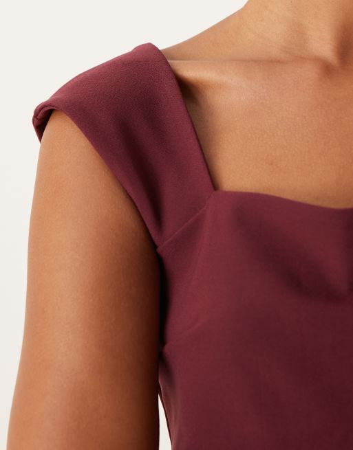 Abercrombie & Fitch sheer babydoll cami top in burgundy | ASOS
