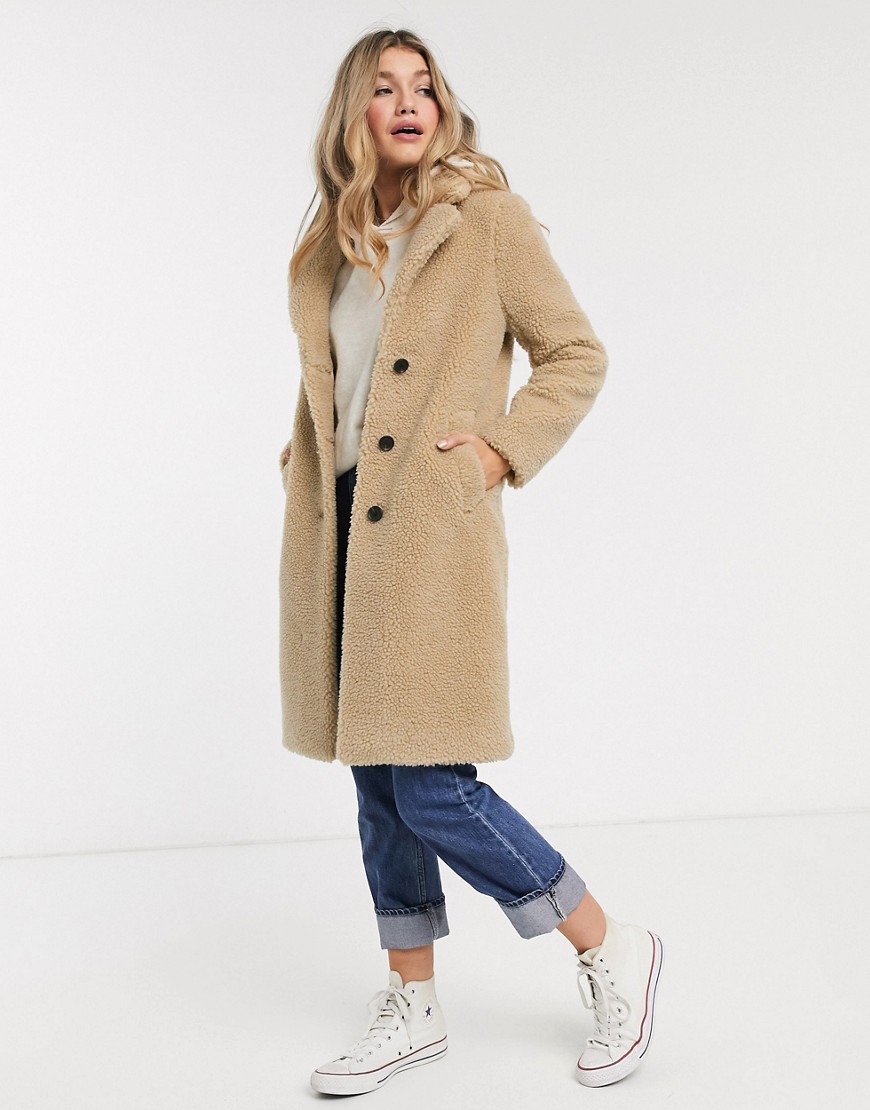 Abercrombie & Fitch sherpa dad coat-Tan
