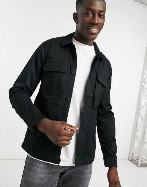 Abercrombie & Fitch shirt jacket in black | ASOS