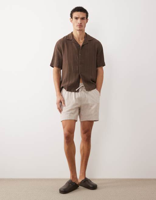 Abercrombie & Fitch - Short à enfiler en coton et lin mélangés - Beige , 2 de 5
