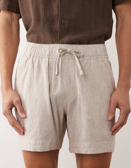 Abercrombie & Fitch - Short à enfiler en coton et lin mélangés - Beige , 5 de 5