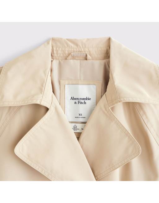 Abercrombie & Fitch Short belted trench coat in light brown, 2 of 2