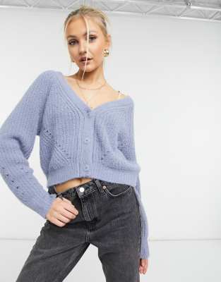 Abercrombie & Fitch Short Cardigan In Light Blue-blues