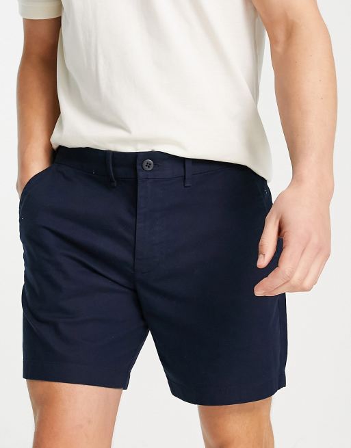 Abercrombie & Fitch - Short chino 7 pouces plat sur le devant - Bleu marine 