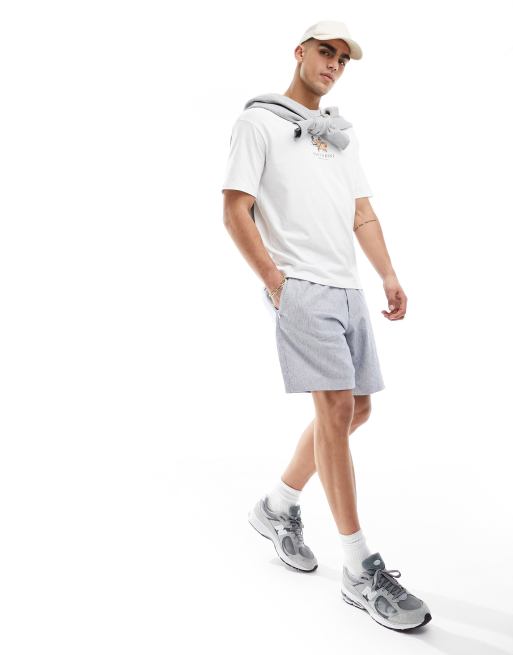 Abercrombie & Fitch - Short coupe décontractée en tissu flammé - Bleu moyen