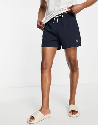 Abercrombie & Fitch 5 inch icon logo relaxed fit swim shorts in blue - ASOS Price Checker