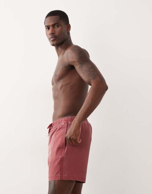Abercrombie & Fitch - Short de bain 6 pouces - Rouge délavé, 3 de 5