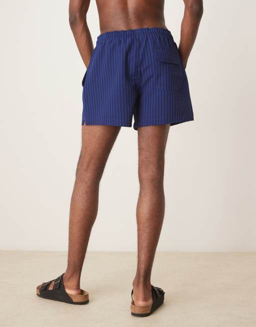 Abercrombie & Fitch - Short de bain en crépon 5 pouces - Bleu marine, 3 de 4