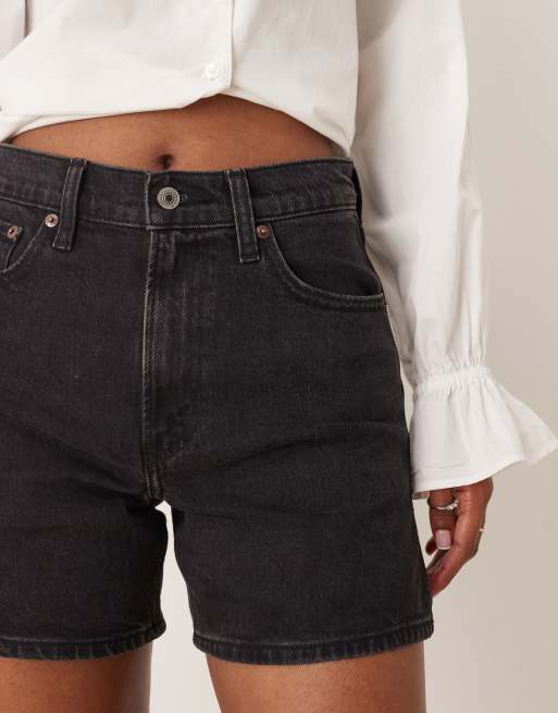 Abercrombie & Fitch - Short en jean coupe dad à taille haute - Noir, 4 de 5