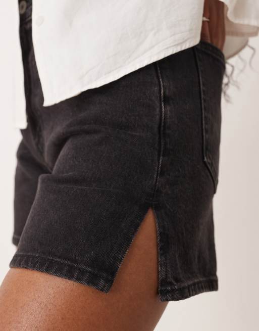 Abercrombie & Fitch - Short en jean coupe dad à taille haute - Noir, 5 de 5