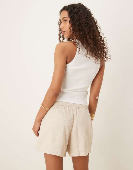 Abercrombie & Fitch - Short en lin noué à la taille - Grège, 5 de 5