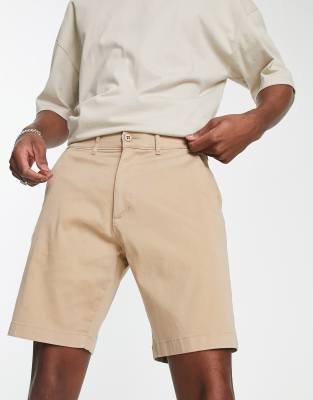 Abercrombie & Fitch 7inch smart shorts in beige - ASOS Price Checker