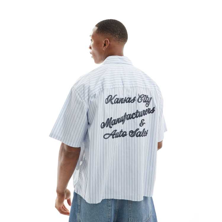 Abercrombie & Fitch short sleeve back embroidery workwear twill