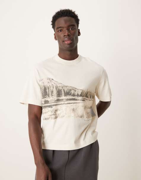 Abercrombie & Fitch short sleeve back print graphic t-shirt in beige - view 1