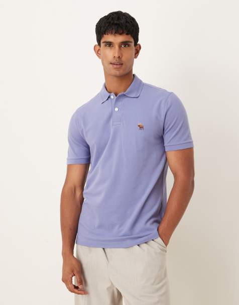 Abercrombie & Fitch short sleeve chest logo polo t-shirt in purple - view 1