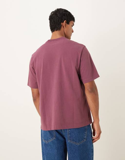 Abercrombie & Fitch short sleeve chest logo premium t-shirt in burgundy