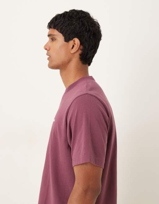Abercrombie & Fitch short sleeve chest logo premium t-shirt in burgundy