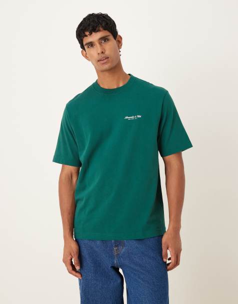 Abercrombie & Fitch short sleeve chest logo premium t-shirt in green - view 1