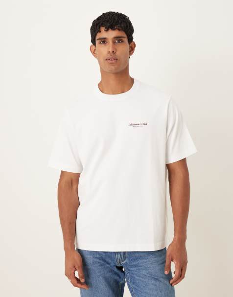Abercrombie & Fitch short sleeve chest logo premium t-shirt in white - view 1
