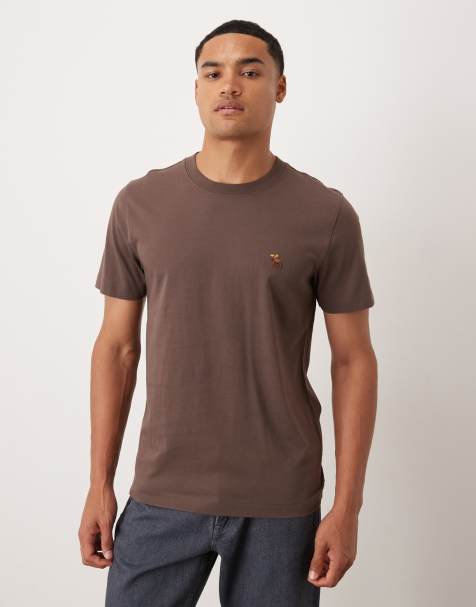 Abercrombie & Fitch short sleeve chest logo t-shirt in brown - view 1