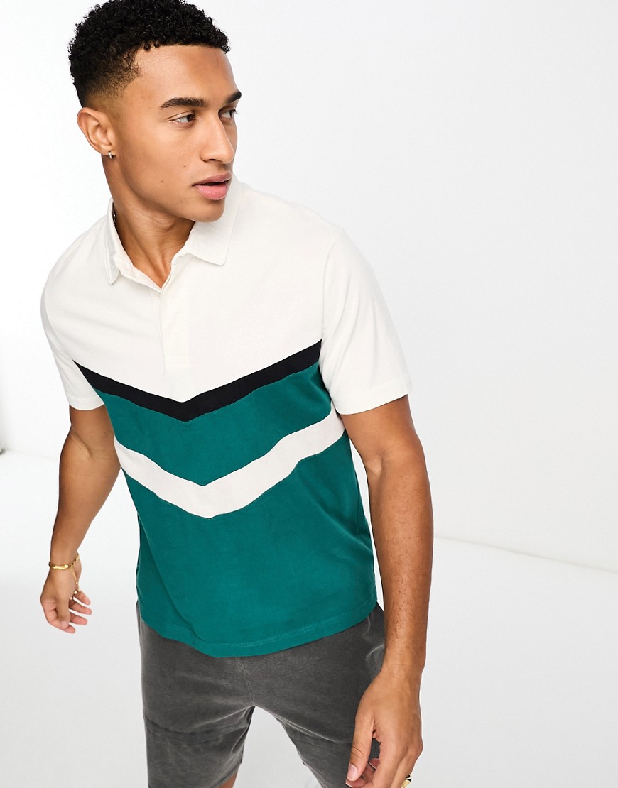 Abercrombie & Fitch short sleeve chevron rugby polo in green
