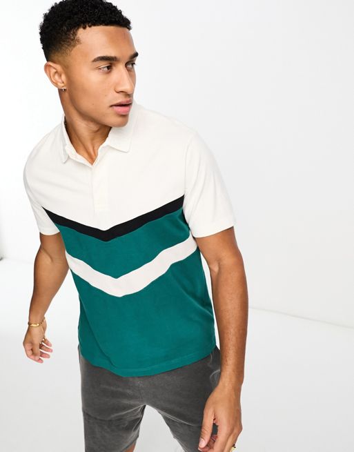 Abercrombie & Fitch short sleeve chevron rugby polo esp in green