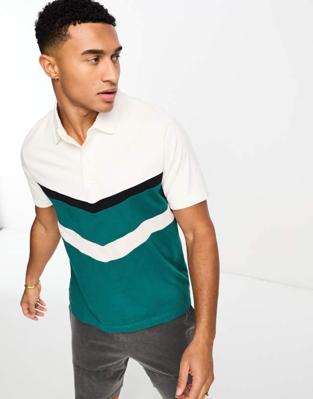 Abercrombie & Fitch - short sleeve chevron rugby polo in green