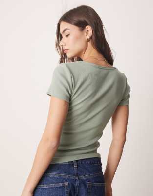 Abercrombie & Fitch Short Sleeve Icon Logo Button Up T-shirt In Green