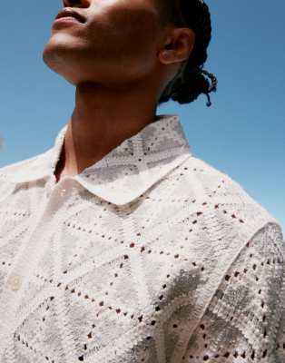 Abercrombie & Fitch Short Sleeve Knit Diamond Print Polo In Gray