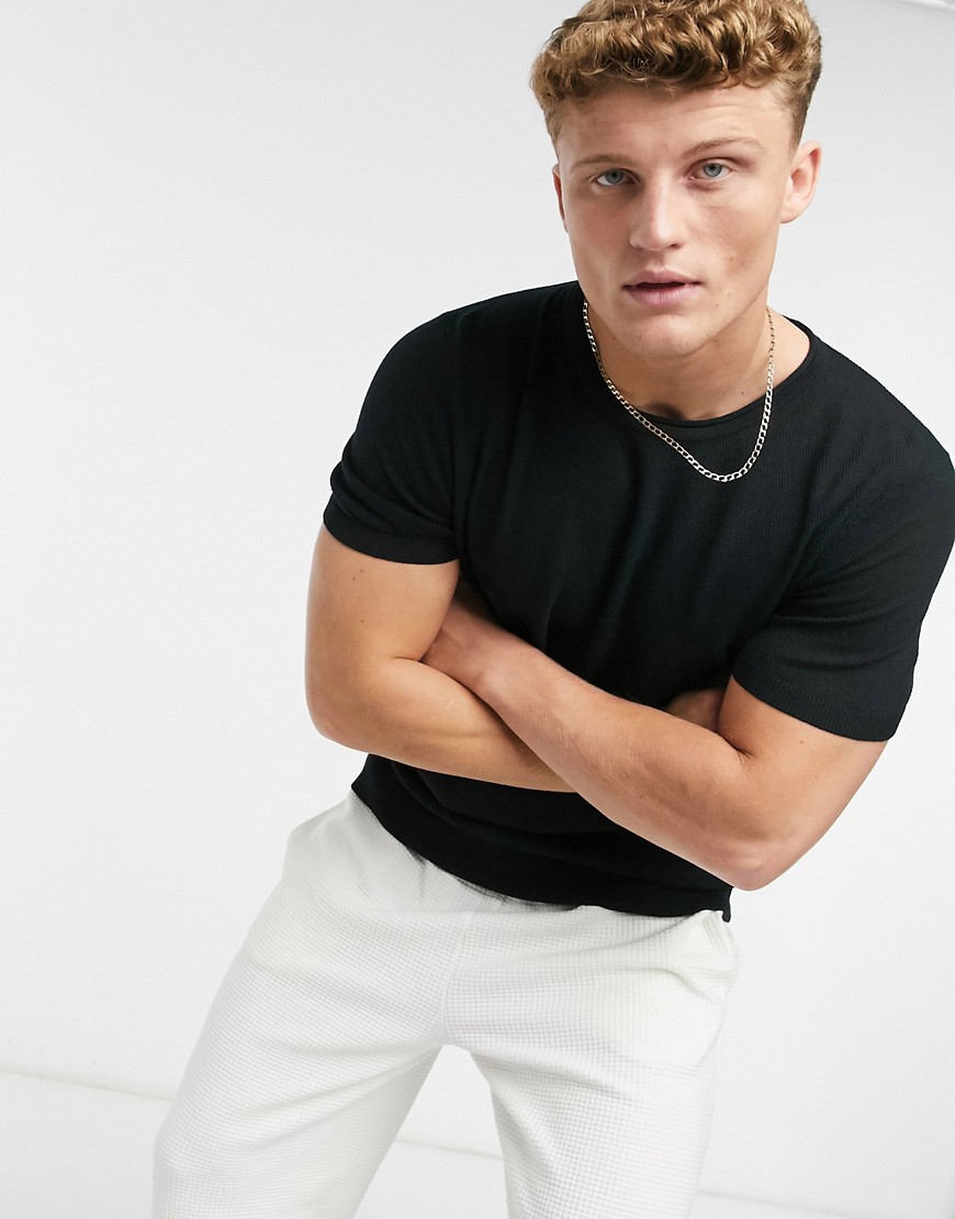 Abercrombie & Fitch Short Sleeve Knit T-shirt In Black Marl