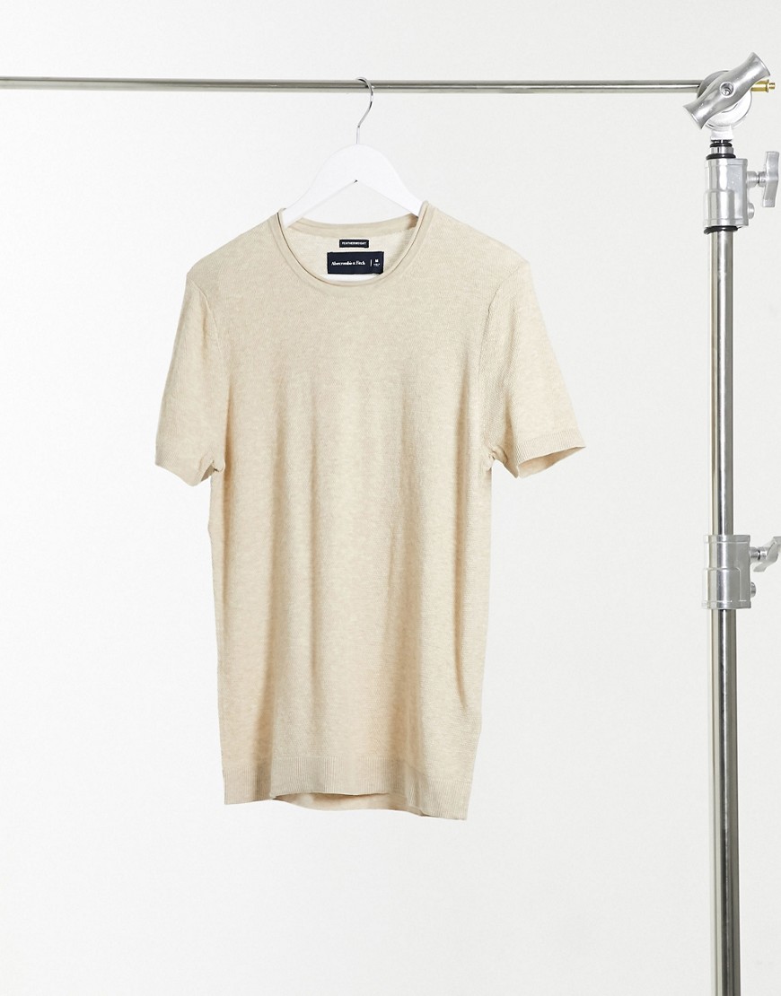 Abercrombie & Fitch Short Sleeve Knit T-shirt In Tan Marl-brown