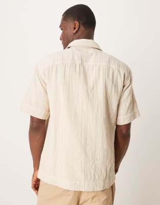 Abercrombie & Fitch Short Sleeve Linen Button Shirt In Neutral