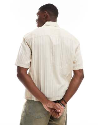 Abercrombie & Fitch Short Sleeve Linen Shirt In Neutral