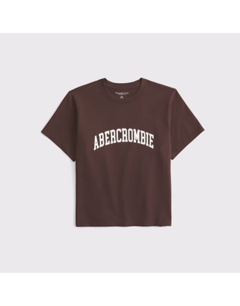 Abercrombie & Fitch Short-sleeve logo skimming tee in mahogany - view 1
