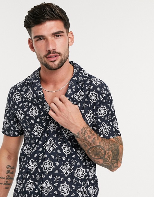 Abercrombie & Fitch short sleeve print shirt in blue floral