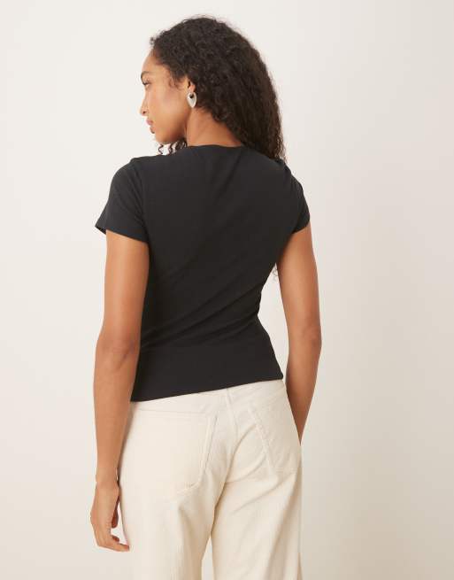 Abercrombie & Fitch short sleeve seamless baby tee in black, 3 of 4