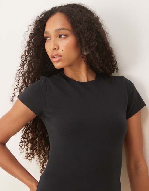 Abercrombie & Fitch short sleeve seamless baby tee in black, 4 of 4