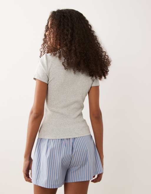 Abercrombie & Fitch short sleeve seamless baby tee in grey, 4 of 4