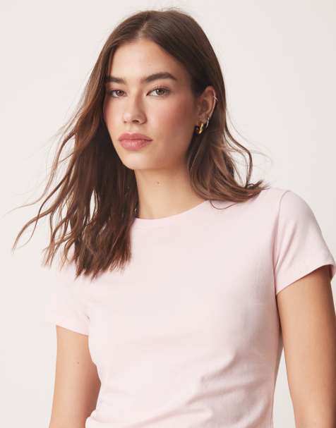 Abercrombie & Fitch short sleeve seamless tuckable baby tee in pink - view 1