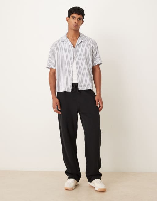Abercrombie & Fitch short sleeve seersucker shirt in blue stripe, 2 of 5