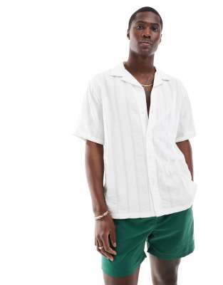 Abercrombie & Fitch Abercrombie & Fitch short sleeve seersucker stripe shirt relaxed fit in white
