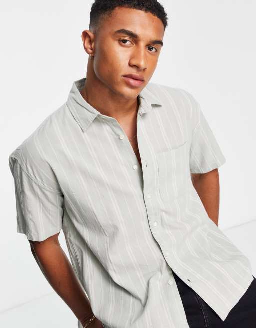 Abercrombie & Fitch short sleeve shirt with pocket in green stripe | ASOS